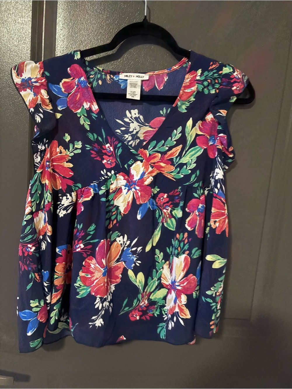 Miley & Molly Navy Floral V-Neck Blouse